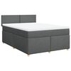 vidaXL Cama box spring con colchón tela gris oscuro 140x200 cm