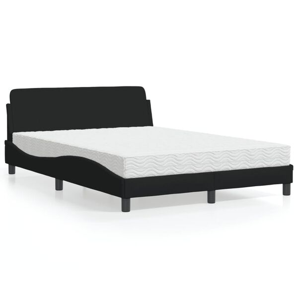 vidaXL Cama con colch&oacute;n Dover tela negro 140x190 cm