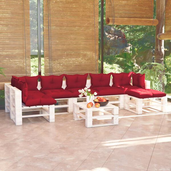vidaXL Muebles de jard&iacute;n de palets 8 pzas con cojines madera de pino