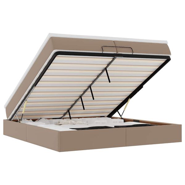 vidaXL Estructura cama otomana colchones cappucino cuero sint&eacute;tico