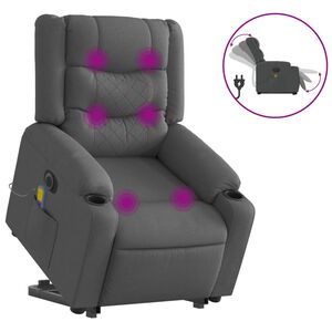 vidaXL Sill&oacute;n de masaje el&eacute;ctrico reclinable elevable tela gris oscuro