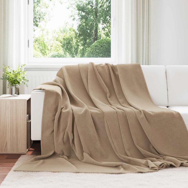 vidaXL Mantitas de Sof&aacute; 6 pcs Camel 220 x 240 cm Lana