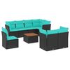 vidaXL Set de sof&aacute;s de jard&iacute;n 9 pzas con cojines rat&aacute;n sint&eacute;tico negro