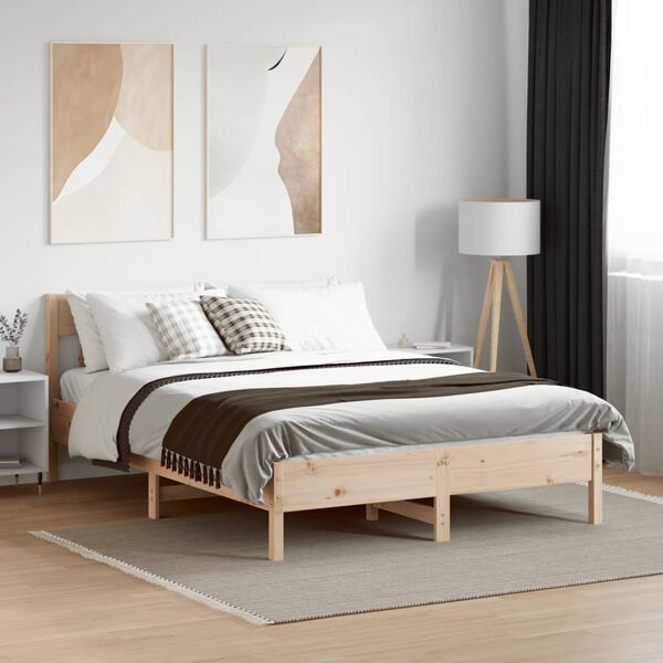 vidaXL Estructura de cama sin colch&oacute;n madera maciza de pino 140x190 cm