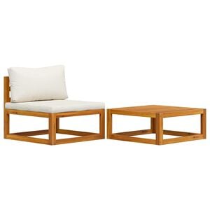 vidaXL Set de sof&aacute; de jard&iacute;n 2 pzas con coj&iacute;n madera maciza de acacia
