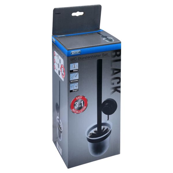 CORNAT Escobilla de ba&ntilde;o con escobillero 3in1 negro