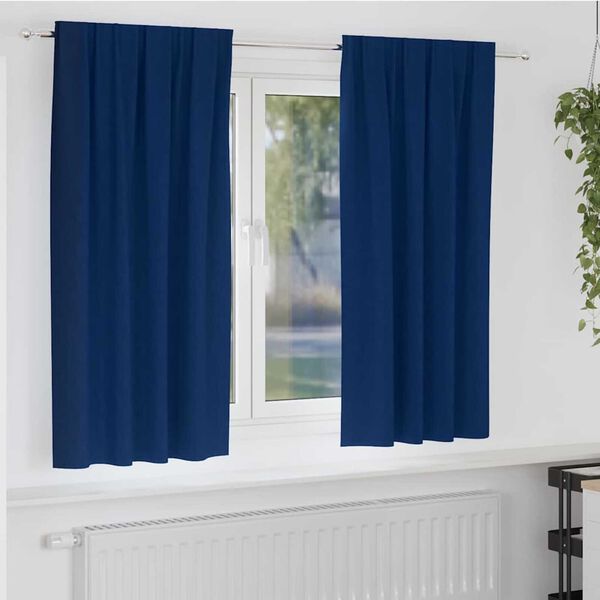 vidaXL Cortinas Opacas con Anillas 2 pcs Azul Oscuro 175 x 140 cm