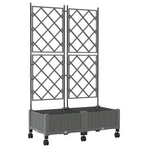 vidaXL Jardinera con enrejado y ruedas 2 uds. Gris Claro PP