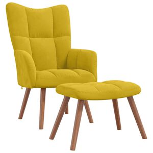 vidaXL Sill&oacute;n de relax con taburete terciopelo amarillo mostaza