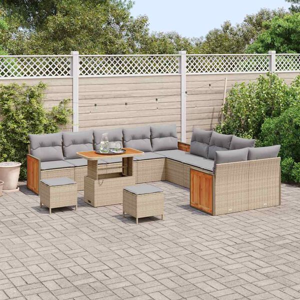 vidaXL Conjunto de sof&aacute;s de jard&iacute;n con coj&iacute;n 17 pcs Beige y Gris Claro