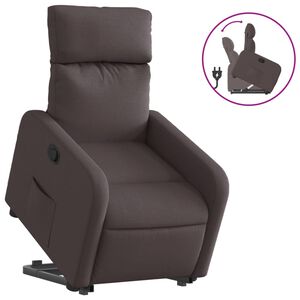 vidaXL Sill&oacute;n reclinable elevable tela marr&oacute;n oscuro