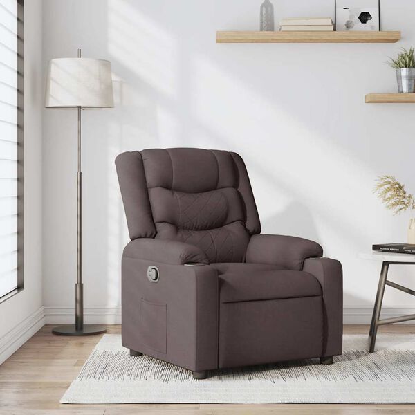 vidaXL Sill&oacute;n reclinable de tela marr&oacute;n oscuro