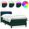 vidaXL Cama box spring con colch&oacute;n y LED terciopelo verde oscuro 100x220 cm