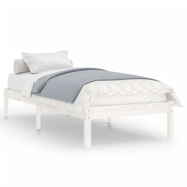 vidaXL Estructura de cama sin colch&oacute;n madera maciza blanco 90x200 cm