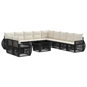 vidaXL Conjunto de sof&aacute;s de jard&iacute;n 12 uds. Negro y Blanco Crema