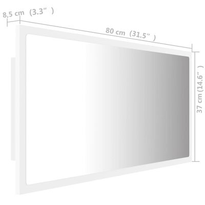 vidaXL Espejo de baño LED acrílico blanco 80x8,5x37 cm