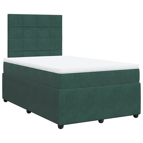 vidaXL Cama box spring con colch&oacute;n terciopelo verde oscuro 120x200 cm