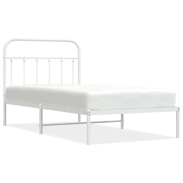 vidaXL Estructura cama sin colch&oacute;n con cabecero metal blanco 100x190cm