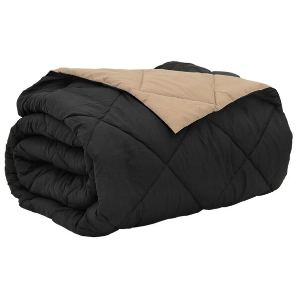 vidaXL Edred&oacute;n de Verano Negro y Tono Arena 240 x 200 cm Microfibra