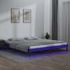 vidaXL Estructura de cama doble con LED madera maciza gris 120x190 cm