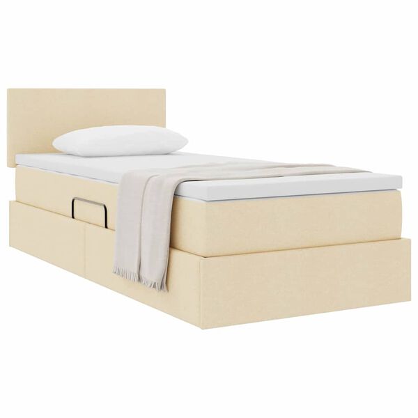 vidaXL Cama con almacenamiento y colch&oacute;n Crema 100 x 200 cm
