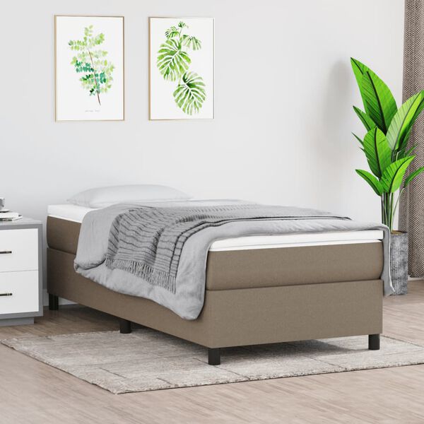 vidaXL Cama box spring con colch&oacute;n tela gris taupe 90x200 cm