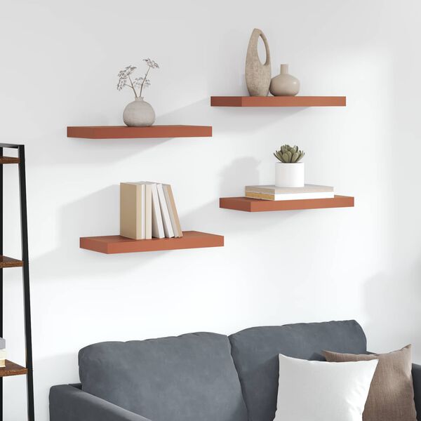 vidaXL Estante de pared 4 pcs Rojo 50 x 23 x 4 cm Madera de ingenier&iacute;a