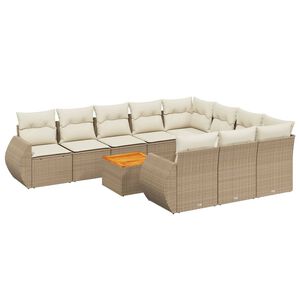 vidaXL Set de sof&aacute;s de jard&iacute;n 11pzas con cojines rat&aacute;n sint&eacute;tico beige