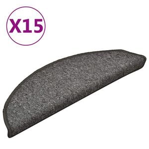 vidaXL Felpudos para escaleras 15 uds 56x17x3 cm Gris y Negro