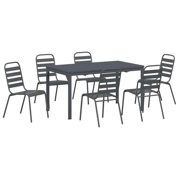 vidaXL Conjunto de Comedor de Jard&iacute;n 7 pcs Antracita