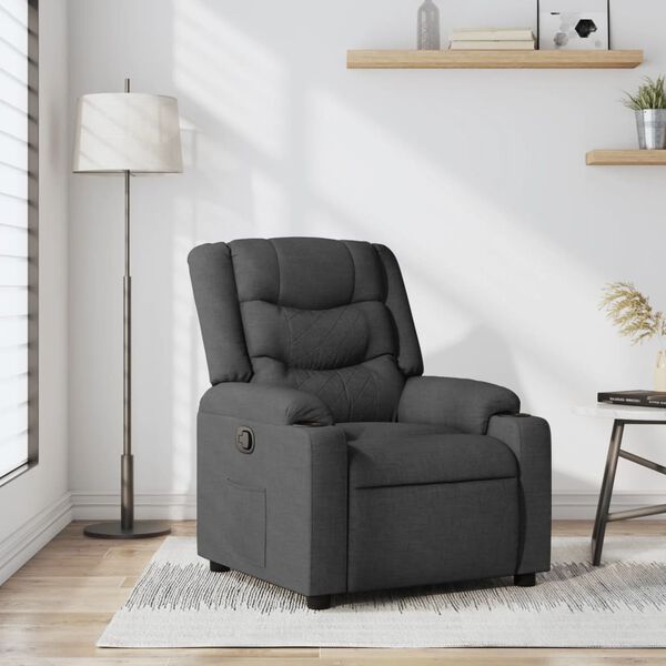 vidaXL Sill&oacute;n reclinable de tela gris oscuro