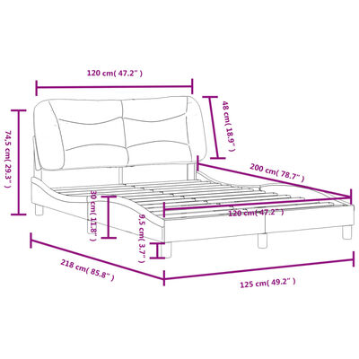 vidaXL Estructura de cama cabecero cuero sintético marrón 120x200 cm