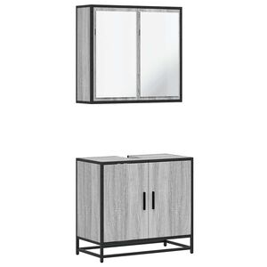 vidaXL Set de muebles de ba&ntilde;o 2 pzas madera contrachapada gris sonoma