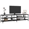 vidaXL Mueble de TV metal y madera contrachapada negro 200x30x50 cm