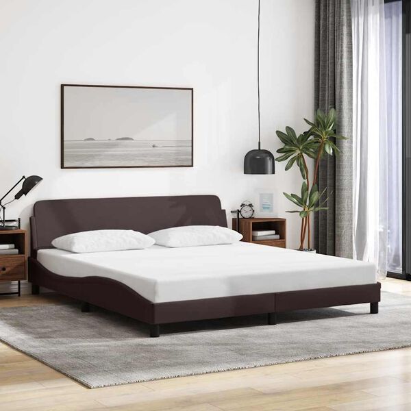 vidaXL Estructura de cama Dover de tela marr&oacute;n oscuro 180x200 cm