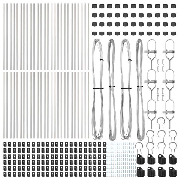 vidaXL Poste de cerca Otro 52 pcs Gris 3,2 x 3,2 x 80 cm Acero