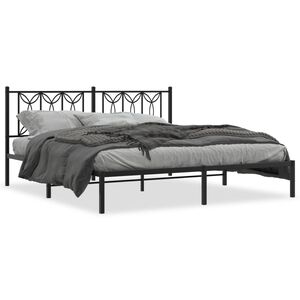 vidaXL Estructura cama sin colch&oacute;n con cabecero metal negro 180x200 cm