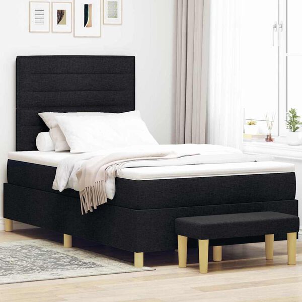 vidaXL Cama tipo Box Spring con colch&oacute;n Negro 120 x 200 cm tela