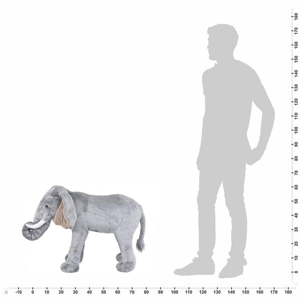 vidaXL Elefante de peluche de pie gris XXL