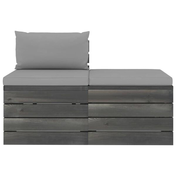 vidaXL Muebles de jard&iacute;n de palets 2 piezas cojines madera maciza pino