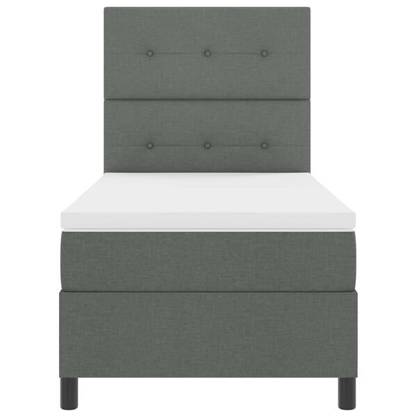 vidaXL Cama tipo Box Spring con colch&oacute;n Gris oscuro 90 x 200 cm tela