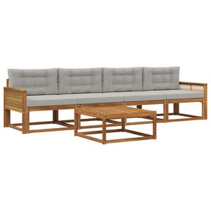 vidaXL Conjunto de sof&aacute;s de exterior 5 pcs Natural y Gris Claro