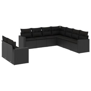 vidaXL Set de sof&aacute;s de jard&iacute;n 8 piezas y cojines rat&aacute;n sint&eacute;tico negro