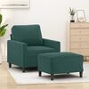 vidaXL Sillón con taburete terciopelo verde oscuro 60 cm