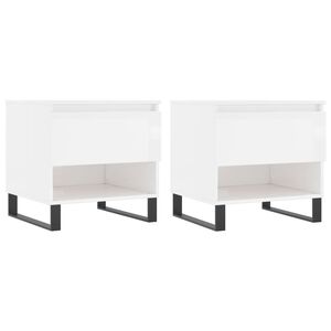vidaXL Mesas centro 2 uds madera ingenier&iacute;a blanco brillo 50x46x50 cm