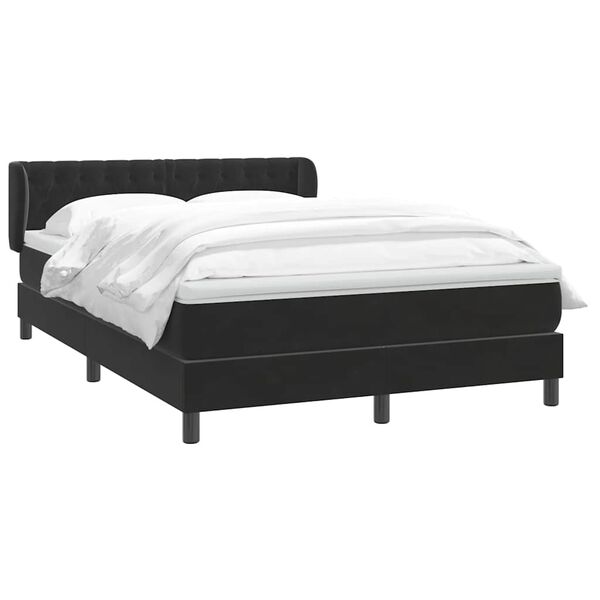 vidaXL Cama box spring con colch&oacute;n terciopelo negro 160x220 cm