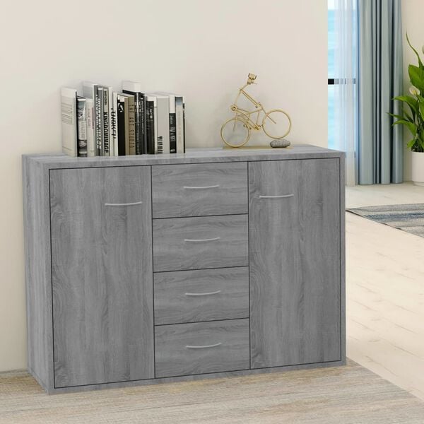 vidaXL Aparador de madera contrachapada gris Sonoma 88x30x65 cm