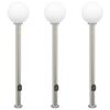 vidaXL Balizas de luz con sensor y tomacorriente, 3 unidades, 120 cm, acero inoxidable, IP44