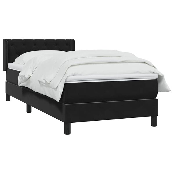 vidaXL Cama box spring con colch&oacute;n cuero sint&eacute;tico negro 80x220 cm