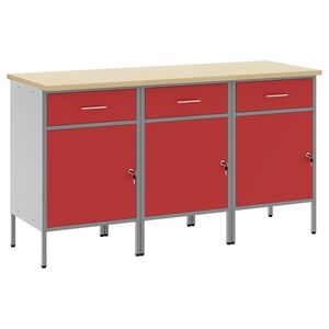 vidaXL Armario de trabajo 3 uds. Rojo y Gris 150 x 55 x 85 cm
